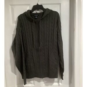 Vintage Y2K Blue Ocean BO Knit Hoodie Size 2XL Gray Deadstock NWT! Full Zip